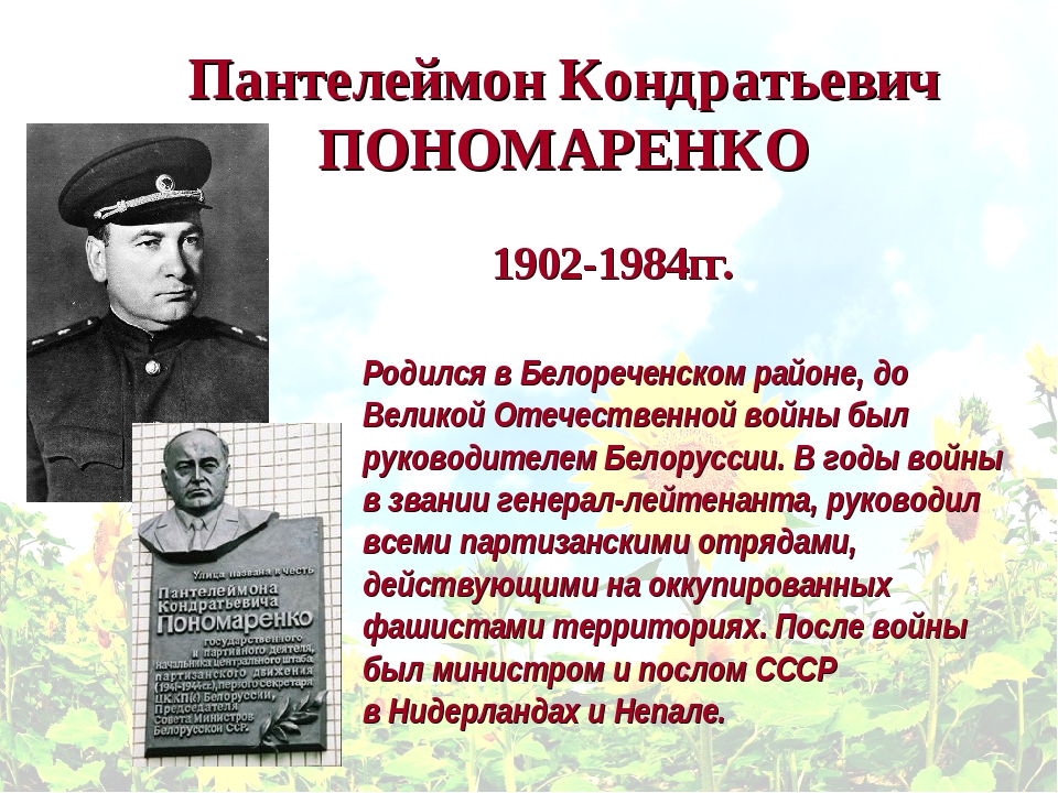После великой отечественной войны он возглавил. Пономаренко Партизанское движение. Пономаренко в годы Великой Отечественной войны возглавлял.